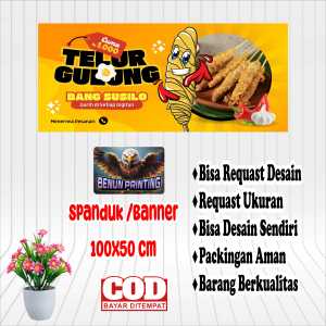 SIZE 100X50 SPANDUK BANNER TELUR GULUNG BISA REQUEST DESAINT