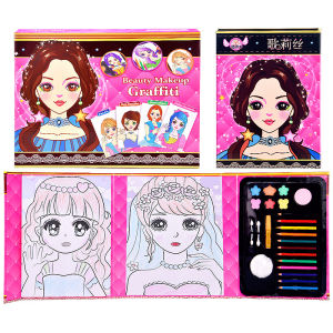 Mainan Anak Perempuan Beauty Makeup Menggambar + Mewarnai Boneka