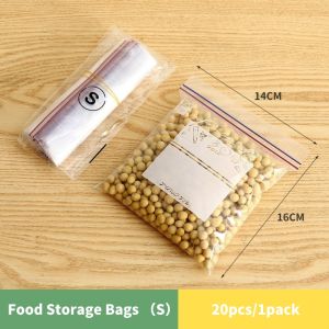 10/15/20Pcs Resealable Bag Zipper Bags Reusable Food Storage Bags for Food Storage Dry Frozen Bag