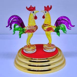 ไก่แก้บนไอ้ไข่​ ไก่เป่าแก้ว​  ของขวัญ(ไก่รุ่นพิเศษพร้อมฐาน​ สูง7-8 ขายราคาคู่​)