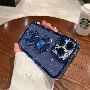 AUOVIEE 3D B Ling นักบินอวกาศกรณีโทรศัพท์สำหรับ iPhone 14 13 12 11 X XS Max XR 7 8บวกชุบแหวนยืน H Older ล้างกันกระแทก Soft TPU ปก