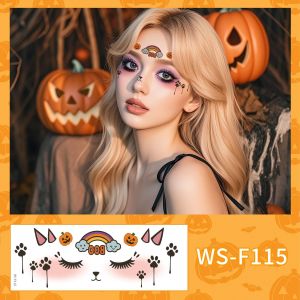 New beautiful ghost haunted Halloween tattoo stickers witch playful cute ghost makeup face waterproof tattoo stickers