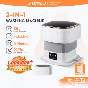 ALLTOU 13L Mini Washing Machine Folding Automatic Washing Machine Blue Light Sterilization for underwear Baby clothes SocksPortable Laundry Washer With Dryer，3-level Timing Folds in 3 Seconds Space-saving 迷你洗衣機