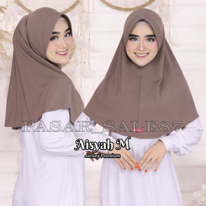 BISA COD-PROMO Jilbab Instan AIsyah Size M Hijab instan Jersey Premium kerudung Bergo Polos Terbaru Pasar Sale87