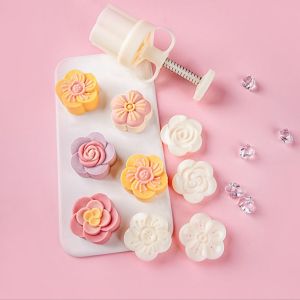 CHENJIE Creative 3D Pie Making Kitchen Gadget Flower Pattern DIY Mooncake Press Cookie Stamps Sakura Mooncake Mold Pastry Tool