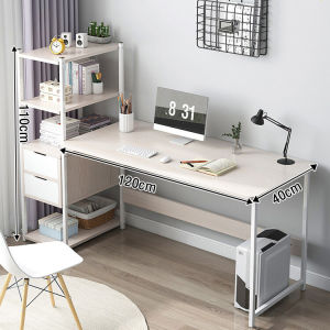 KE 120cm โต๊ะ โต๊ะทำการบ้าน tableโต๊ะทำงาน+ชั้นวางหนังสือ 4 ชั้นโต๊ะทำงานไม้  โต๊ะทำงานไม้  โต๊ะคอมพิวเตอร์พร้อมชั้นวางของขาเหล็กกล้าพ่นสีกั  สไตล์โมเดิร์น