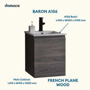 Baron A106 Stainless Steel Basin Cabinet With Sit In Basin & Heavy Duty OEM Vanity & Mirror Cabinet Sets