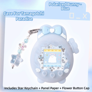 NOBLELYN Polarized Silicone Protective Cover Cute Bunny Shape Knob Cover Protective Case Game Accessories Parts with Panel Sticker Pendant Protective Shell for Tamagotchi Paradise Electronic Pets Game Toys