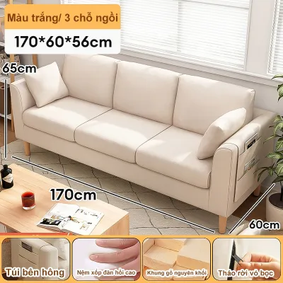 BMZAR Ghế sofa ba chỗ giường nằm cao cấp chất vải mịn êm ái chân ghế bằng gỗ chắc chắn