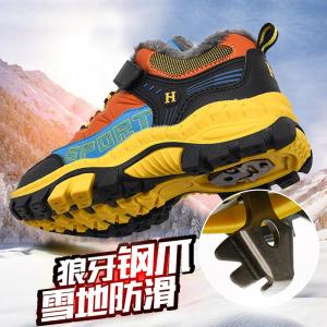 YCAMEL เด็กฤดูหนาวรองเท้าเด็กลื่นรองเท้าผ้าใบฤดูหนาวกลางแจ้งกันน้ำ WARM Plus กำมะหยี่รองเท้าเดินป่าเดินรองเท้า