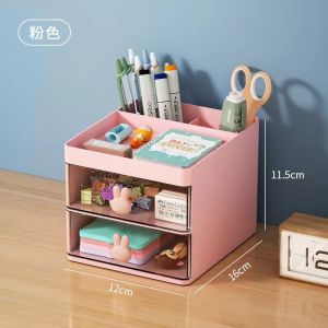🔥SG LOCAL STOCK🔥2 Drawer Pen Holder Bunny Series Desktop Storage Box Tape Stationary Trinket Makeup Desk Organiser