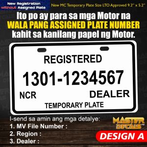 TEMPORARY FOR MOTORCYCLE PLATE 2023 (NEW LTO FORMAT) ACRYLIC New Size Standard