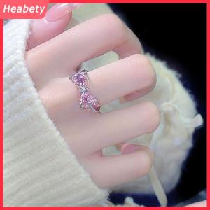 Heabety  Đáng Yêu Công Chúa Màu Hồng Có Thể Điều Chỉnh Bowknot Nhẫn Ngọt Ngào Phong Cách Kim Cương Nhẫn Trang Sức Cho Phụ Nữ Sinh Nhật Đảng Quà Tặng Phụ Kiện