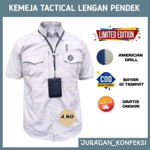 KEMEJA TACTICAL LAPANGAN PDL M-TAC LENGAN PENDEK - BAJU BAHAN DRILL - BAJU KEMEJA PREMIUM LENGAN PENDEK