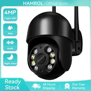 Hamrol 4K 8MP Wifi IP Camera 5MP 3MP H.265 Auto Tracking 5X Zoom Wireless Outdoor PTZ Camera 1080P CCTV Camera Connect to Cellphone P2P iCsee