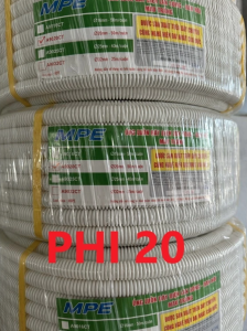 Ống ruột gà trắng MPE phi 16/20/25/32 luồn dây điện chống cháy tốt (cuộn 25m 40m 50m) - Hàng chính hãng