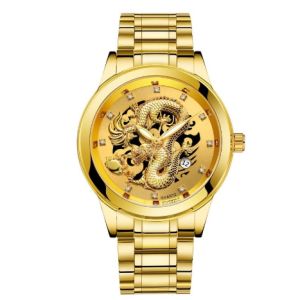 HOLEK NAGA Jam Tangan Pria Anti Air Original 100% Stainless Steel Elegan Mewah Quartz Dragon Watch