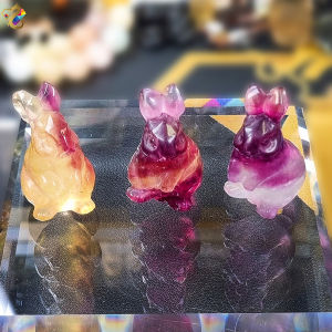 Premium Grade Hand-crafted Fluorite Rabbit Display