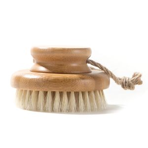 Bàn Chải Khô Lông Lợn Tắm Toàn Thân Hình Tròn Tẩy Tế Bào Chết Massage Cơ Thể Lông Mềm Tự Nhiên