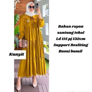 Midi Dress Sojin Bahan Rayon Premium Midi Dress Polos Gamis Polos Wanita