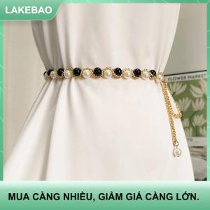 【LAKEBAO】 Phụ nữ thanh lịch vành đai Ngọc Trai Chuỗi Thắt lưng đàn hồi khóa chuỗi ngọc trai vành đai phụ kiện quần áo nữ