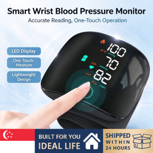 Portable Wrist Blood Pressure Monitor LED Colour Display One Button Measurement Home BP & Pulse Detector for Family