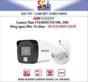HIKVISION Camera Thân TVI/AHD/CVI/CVBS 2MP Hồng ngoại 20m Võ nhựa - DS-2CE16D0T-EXLPF