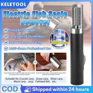 7500RMP Portable Electric Fish Scaler Charging Cordless Fish Scaler Remover Waterproof Fish Remover Cleaner Scraper Manual Scaler Seafood Tools