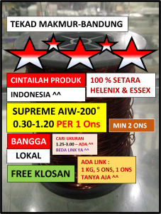 Kawat Tembaga Supreme - AIW 0.30-1.20 - Per 1 ons - Kawat Gulung Dinamo Trafo - Komponen & Asesoris Elektronik