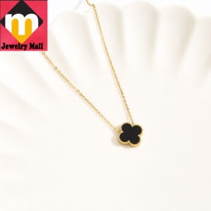 24K Saudi Gold Nasasangla pawnable 100% Original Lucky four-leaf clover double-sided necklace for women gift