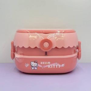 Christmas Gift Halloween Sanrio Student Lunch Box Hello Kitty Kawaii My Melody Anime Children Double-Deck High-Capacity Plastics Lunch-Box Cutlery Set