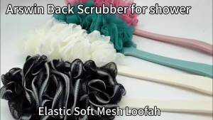 Back Scrubber for ShowerLoofah Long Handle Bath Body BrushSoft Nylon Mesh Sponge for ShowerLoofah On a Stick for Men WomenExfoliating Scrub Cleaning Luffa for Elderly(2-PackBlack)