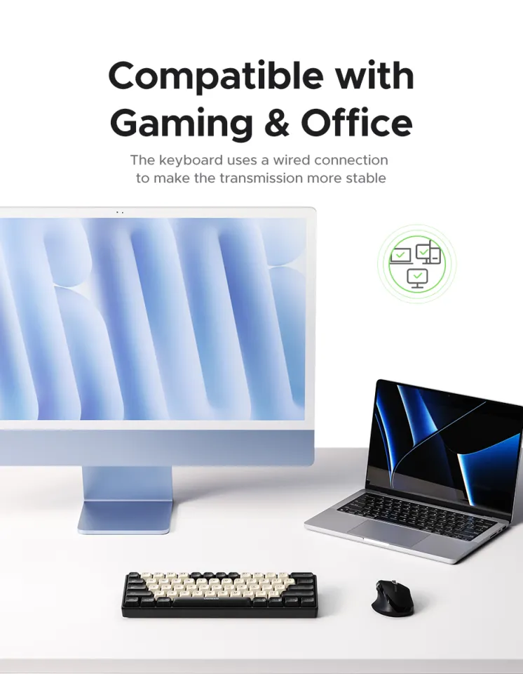 UGREEN Red Switch Mini Mechanical Keyboard Wired Mechanical Axis 61 Keys Single Zone Model:45794