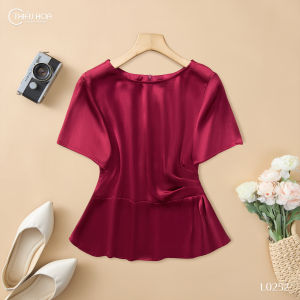 Áo kiểu thiết kế nữ tính mềm mại chất liệu Lụa vân sóng mềm mại AN5L0252 Thương hiệu Thiều Hoa