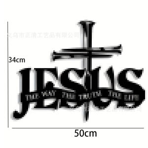 Black Metal Cross Wall Art Hanging Christians Hanging 3D Home Art Decoration Bring Good Luck