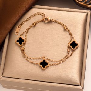 Gelang Tangan Rantai Titanium Wanita 2 Layer ANTI KARAT