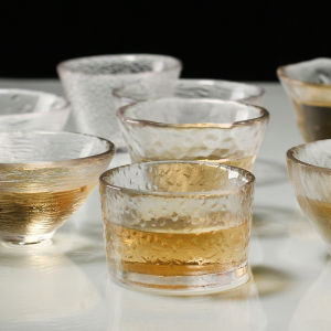 [Sirola] Japanese-style Handmade Hammered Glass Small Teacup Sake Cup Tea Glass Cup