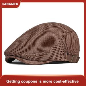 【CANAMEK】 1PC nam giản dị hat Mũ nồi mũ cho mùa xuân mùa hè mùa thu nắp phẳng lưới thoáng khí cap phẳng đỉnh Mũ beret Mũ Golf hat