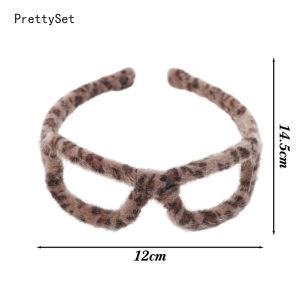 Plush Leopard Glasses Headband Non-Slip Hairbands for Women Face Washing Hair Hoop Simulated Animal Fur Headdress Festival Party Accessories