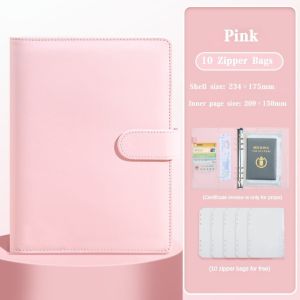 A5 6Holes Loose Leaf Folder Organizer Photocard Binder File Organizer Folder Loose Leaf Zipper Bag