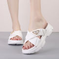 2023 Summer Ladies Cross Strap Slippers Women Outerwear Atmospheric Simple Roman Sponge #9968. 