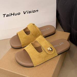 [Free Shipping] WomenS Summer Outdoor Slippers New Fashionable Soft Flat Roman Sandals To Pair With Skirts Beach Sandals