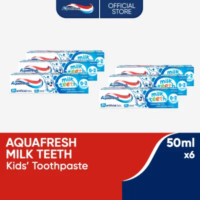 Aquafresh Milk Teeth Kids Toothpaste (0-2 Years Old) 50ml x6 for Gentle Care for Milk Teeth