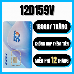 Sim Vina Trọn Gói 1 Năm 12D159V - Data Tốc Độ Cao 6GB/ngày + Miễn Phí Nghe Gọi Nhắn Tin - Sử Dụng Không Phát SInh Cước - Bảo Hành Lỗi 1 Đổi 1 . FREESHIP - CHƯA KÍCH HOẠT