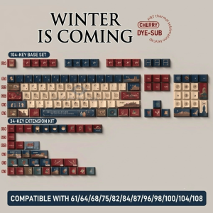FANTASY E LIFE High Quality PBT 138 Key Winter Is Coming Game Of Thrones Keycap Set With Durable Dye Sublimation Keycaps Fade Resistant Legends Compatible With Mechanical Keyboard MX Style Switches Ergonomic Design Premium Gaming Setup Upgrade