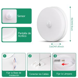 CANMEIJIA LED Radar Sensor Ceiling Light 20W/30W Auto On/Off Night Lights 6500K Induction Ceiling Lamp AC185-265V Smart Panel Lamp Motion Sensor Indoor Lighting for Hallway Toilet Porch Closet
