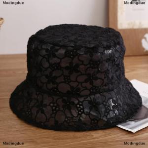 [COD] Modingdue Sweet Cute Lace Hat Hollow Flower Bucket Hat Fashion Women Fisherman Hat Breathable Sunshade Sunscreen Hat