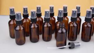 Wedama Spray Bottle 2 oz Fine Mist Glass Spray Bottles Little Refillable Liquid Containers for Watering Flowers Cleaning (8 Pack Amber)