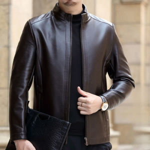 Leather Jacket Fashion Matching Lapel Mature and Stable Slim Fit Exquisite Production Process