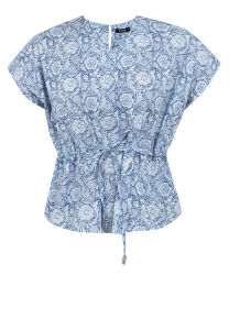 Krizias V- Neck Tie Waist Blouse Top